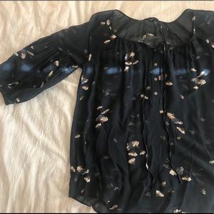 Club Monaco Blue Floral Blouse